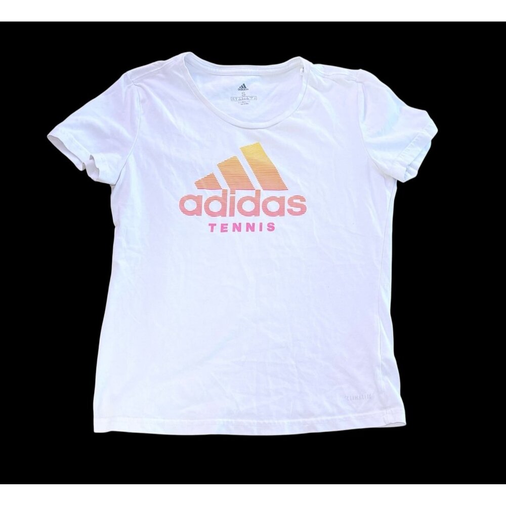 Adidas Tennis Climalite White Athletic T-Shirt Women’s Small Logo Tee